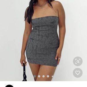 PRINCESS POLLY- Henty Strapless Mini Dress Grey